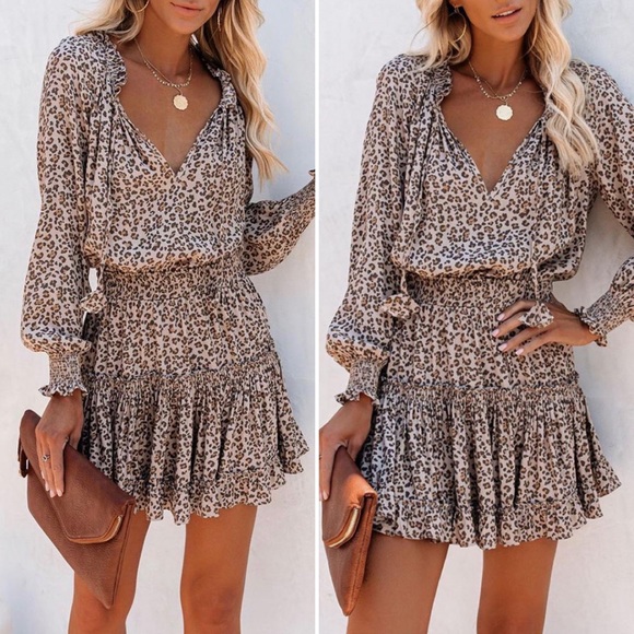 Cheetah Print Ruffle Dress - Picture 4 of 6